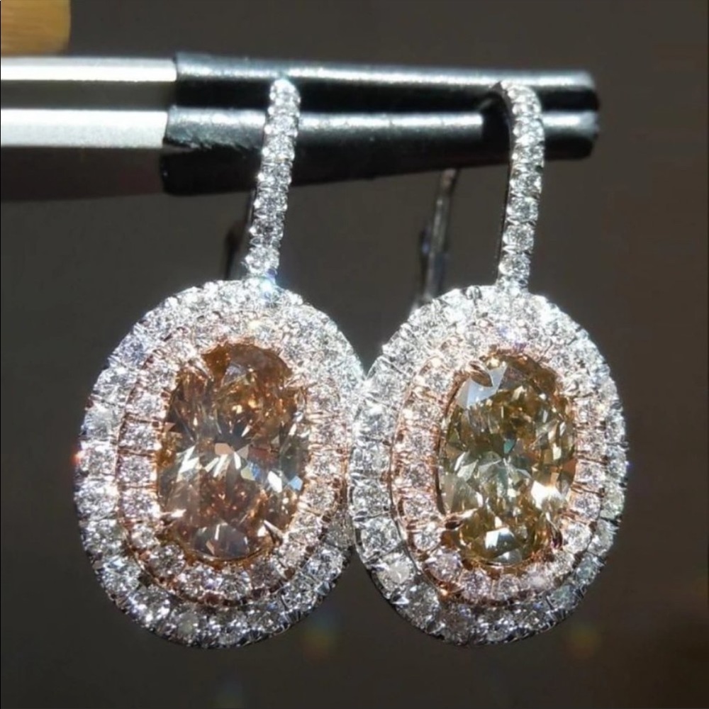 NEW 925 STERLING SILVER OVAL MORGANITE DROP HOOP EARRINGS - Picture 3 of 4